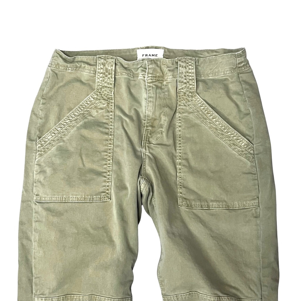 Frame Green Moto Banded Bottom Cropped Pants Size 27 - Picture 4 of 6